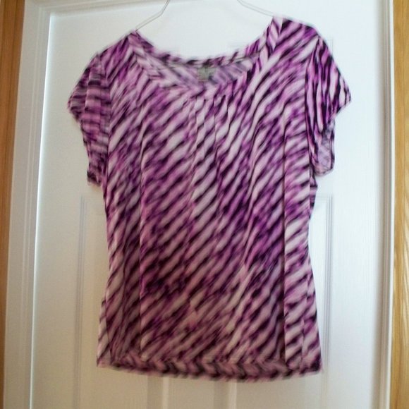 Worthington Tops - Animal Print Pink Blouse